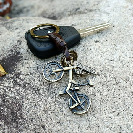 Novelty Punk Men PU Leather Vintage Metal Key Chain Keyring Keyfob Xmas Gifts 